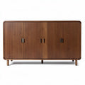 Bamboo sideboard with three doors and natural wood finish 150 x 45 x 80cm