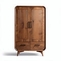 Wooden wardrobe with ribbed doors and two drawers 120 x 80 x 180cm
