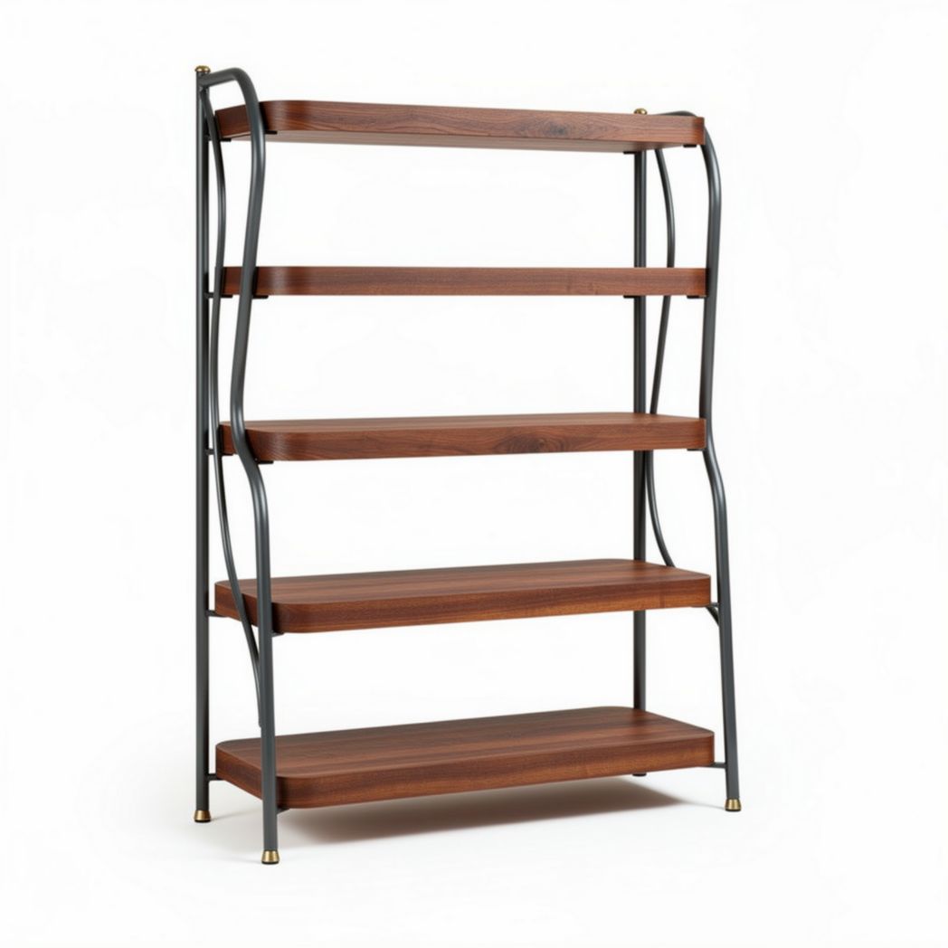 Metal and wood shelving unit for living room or office 90 x 40 x 160cm