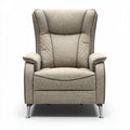 Recliner chair with quilted fabric upholstery and steel legs 85 x 80 x 105cm