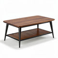Wooden coffee table with storage shelf and metal legs 100 x 50 x 40cm