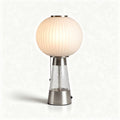 Table lamp with glass base and pleated fabric shade 30 x 30 x 50cm