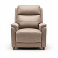 Recliner chair in beige fabric with modern design and wood legs 80 x 85 x 100cm