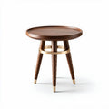 Round wooden side table with gold accents 60 x 60 x 50cm