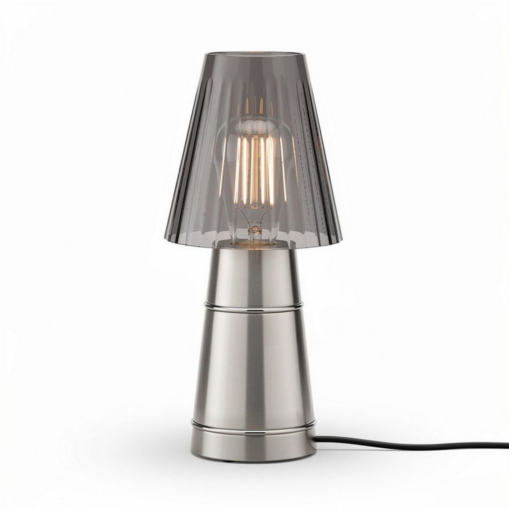 Metal table lamp with glass shade and edison bulb 15 x 15 x 30cm