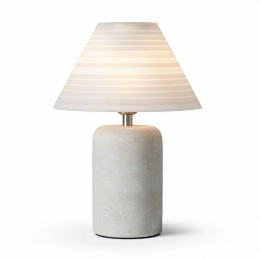 Concrete table lamp with striped shade 30 x 30 x 45cm for indoor use