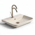 White ceramic bathroom sink with brushed nickel faucet 60 x 40 x 15cm