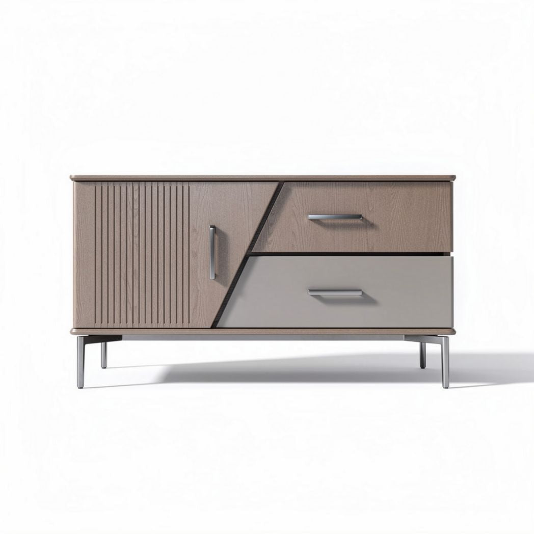 Wooden sideboard with two drawers and metal legs 90 x 40 x 50cm