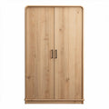 Wooden wardrobe with two doors and sleek metal handles 200 x 100 x 50cm
