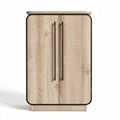 Wooden storage cabinet in natural finish with black handles 50 x 40 x 80cm