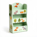 Wooden kids bookshelf with animal prints and four storage compartments 70 x 30 x 100cm