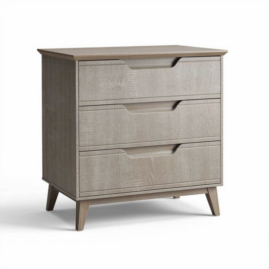 Modern three-drawer storage cabinet in light oak finish 80 x 50 x 95cm